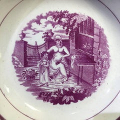 Purple Lustre Cup and Saucer with Purple Print, circa 1820