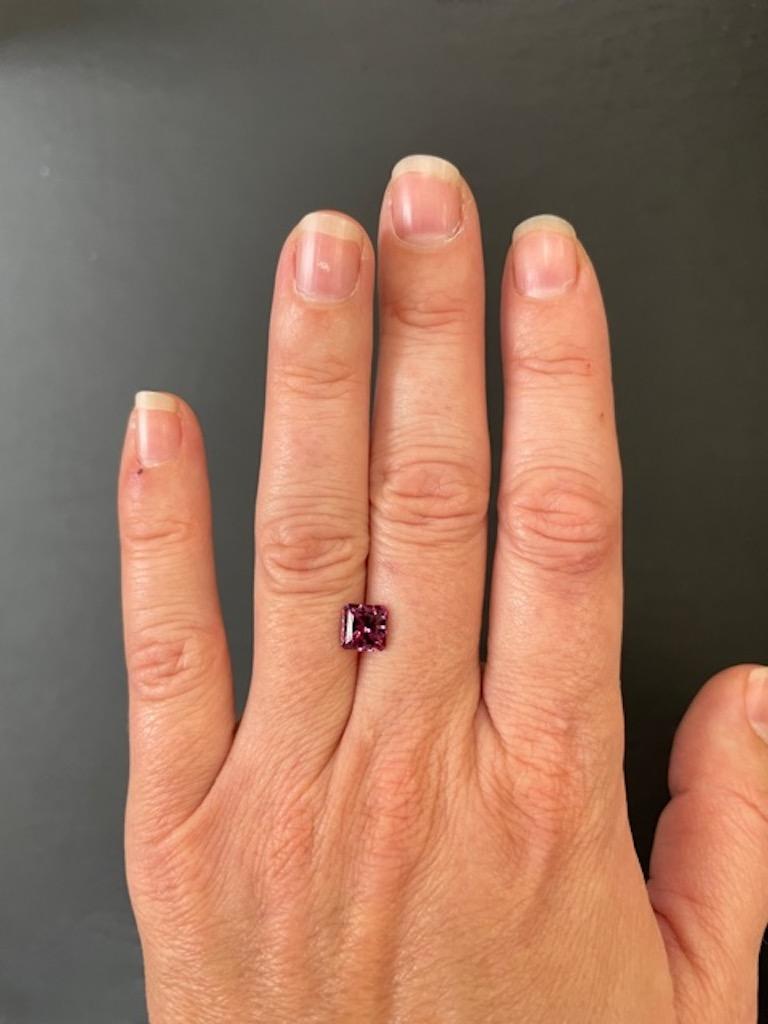 Modern Purple Malaya Garnet Ring Gem 1.70 Carat Square Princess Cut Loose Gemstone