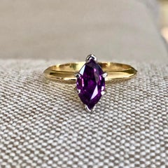 Purple Marquise Sapphire Engagement Ring 18 Karat Gold and Platinum