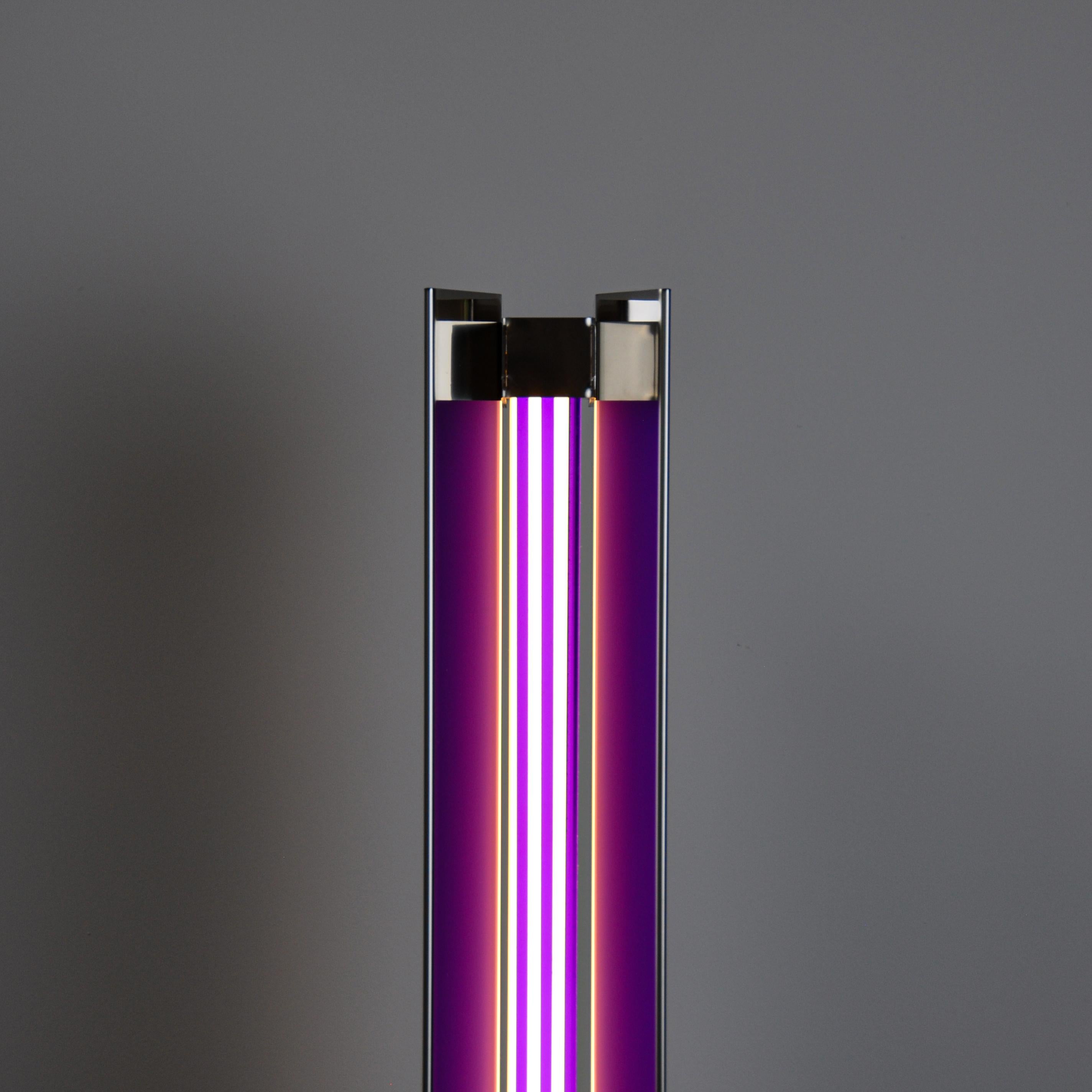 Stainless Steel Purple Mat Ne600 Plus Lamp by MLK Furniture For Sale