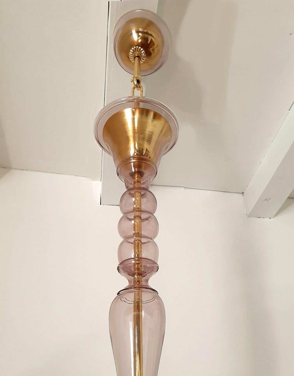 Purple Mid Century Murano Glass Chandelier For Sale 4