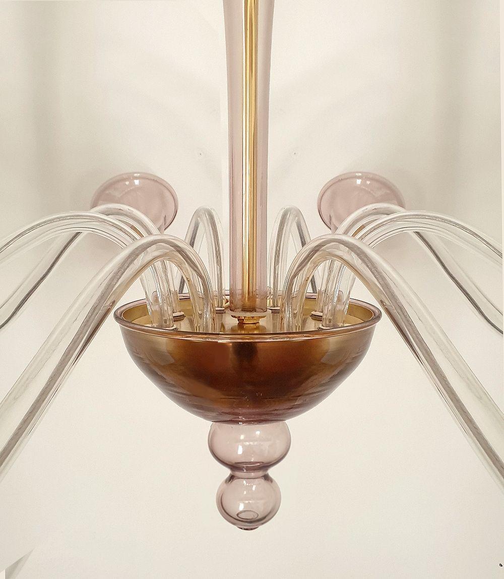 Purple Mid Century Murano Glass Chandelier For Sale 5
