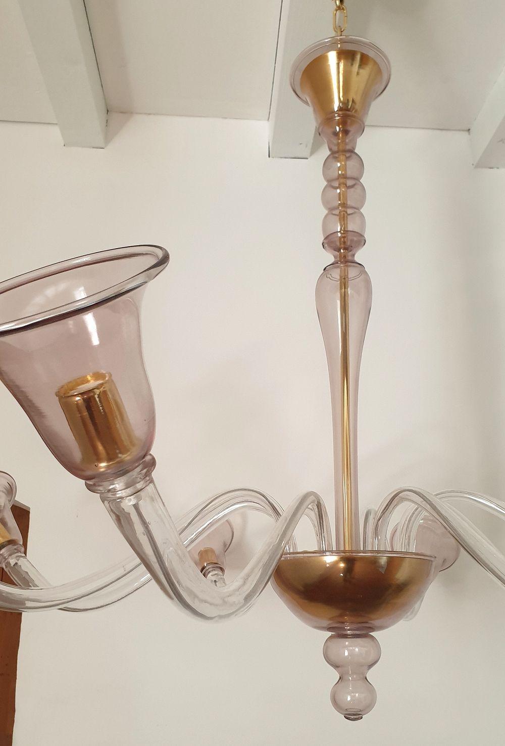 Purple Mid Century Murano Glass Chandelier For Sale 1