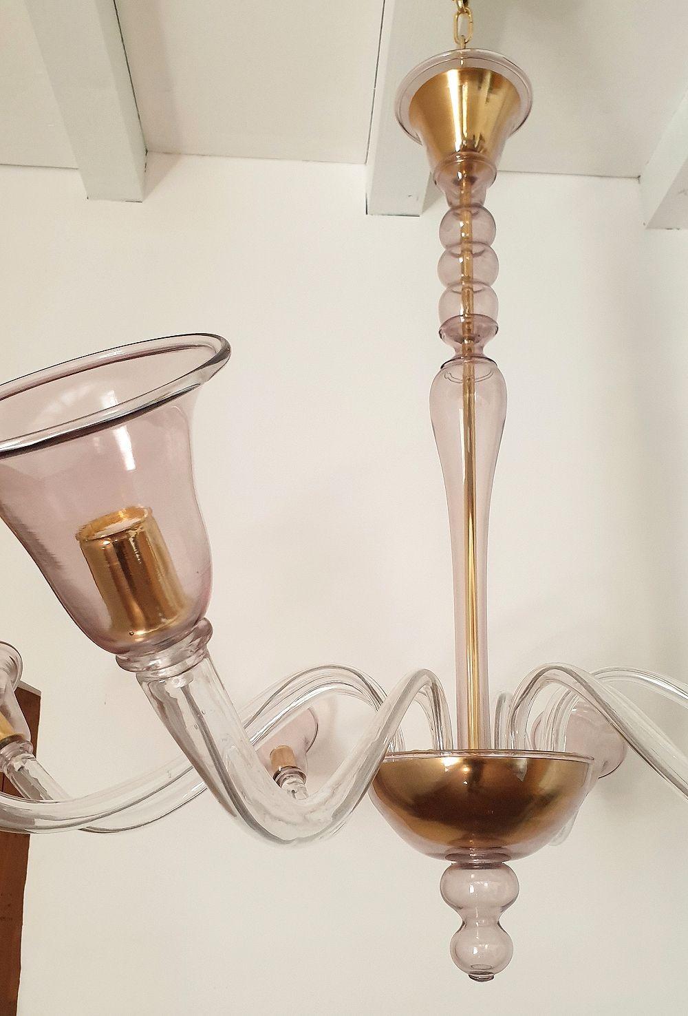 Purple Mid Century Murano Glass Chandelier For Sale 1