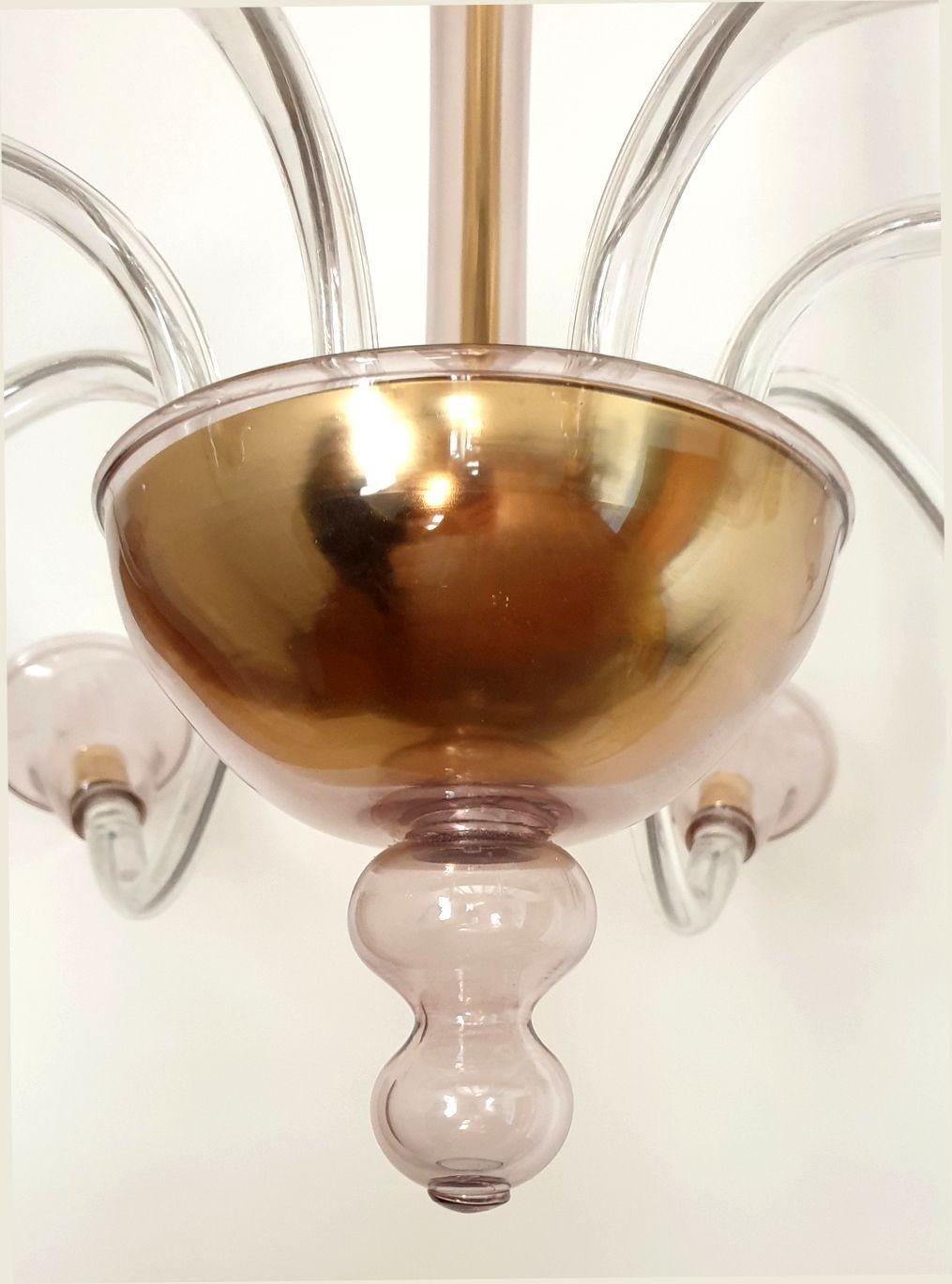 Purple Mid Century Murano Glass Chandelier For Sale 2