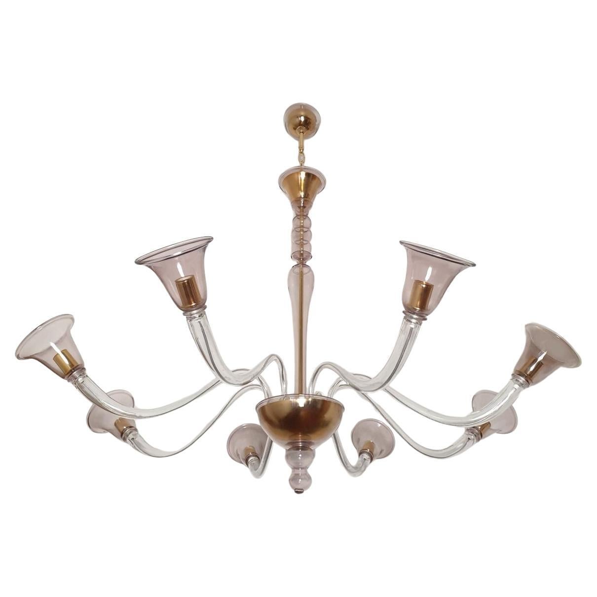 Purple Mid Century Murano Glass Chandelier For Sale