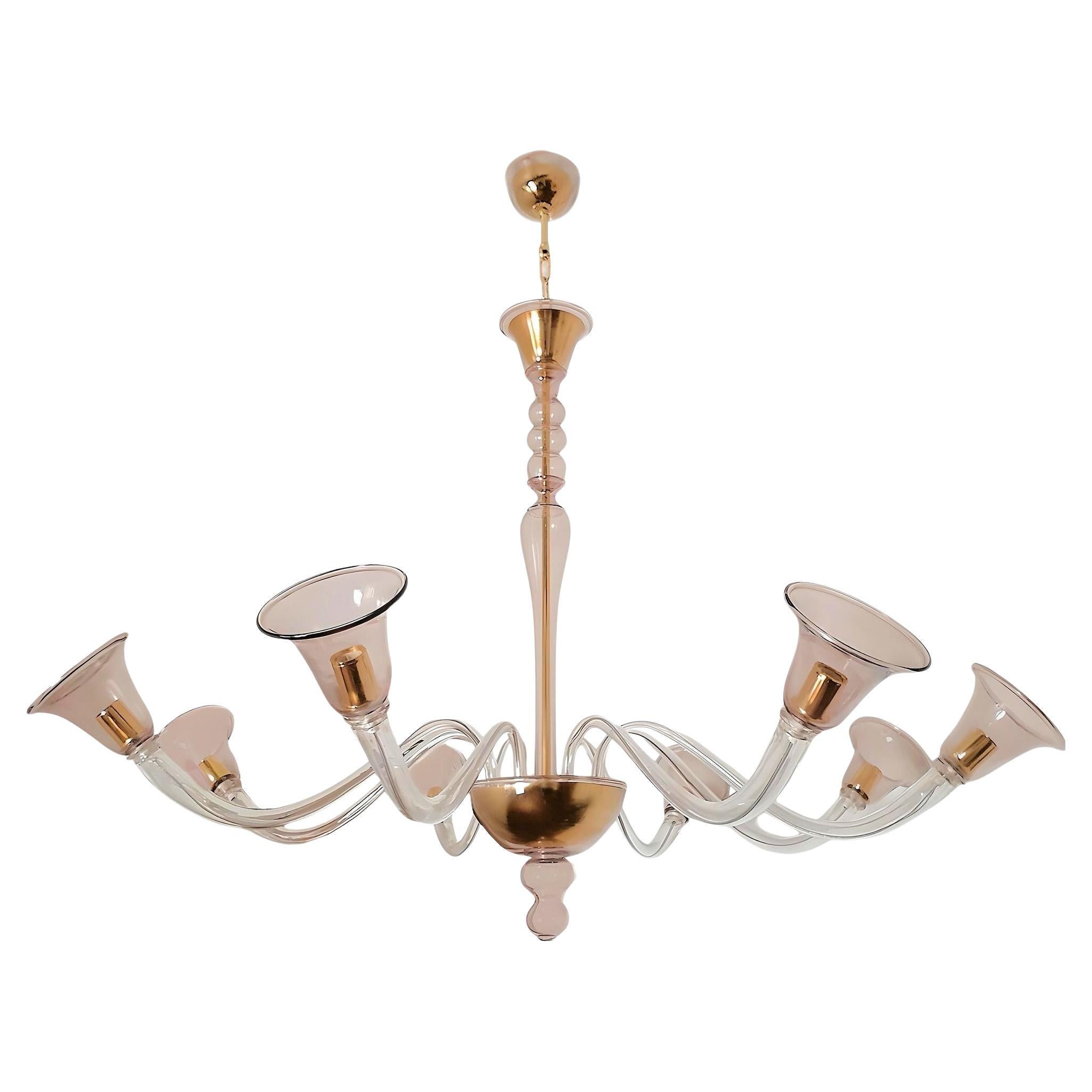 Purple Mid Century Murano Glass Chandelier