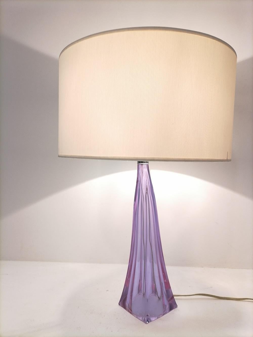 Late 20th Century Purple Midcentury Murano Glass Table Lamp, 1970s For Sale