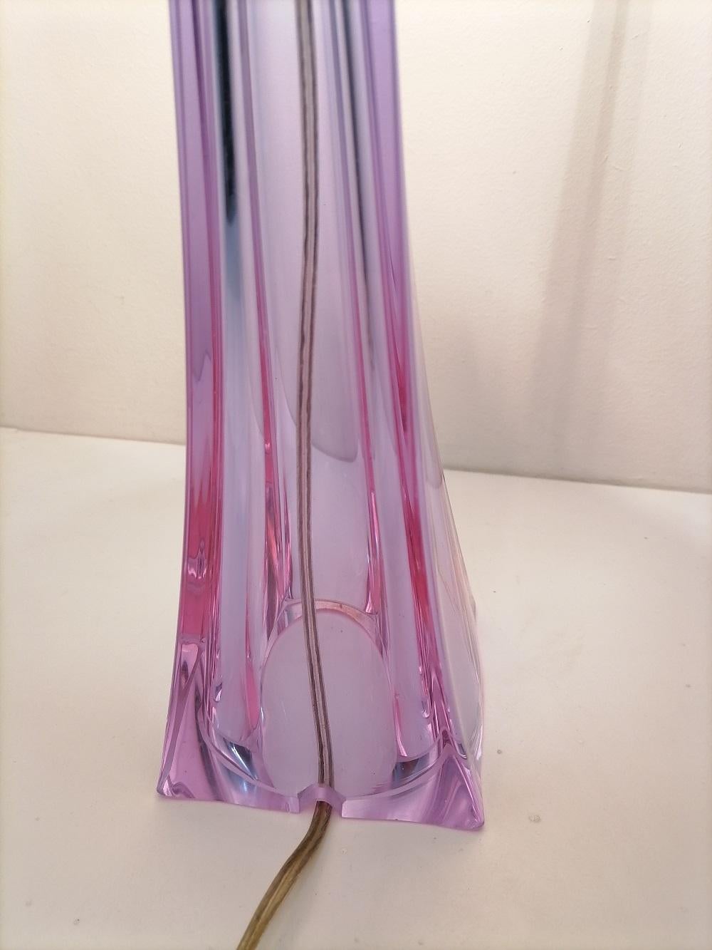 Purple Midcentury Murano Glass Table Lamp, 1970s For Sale 2