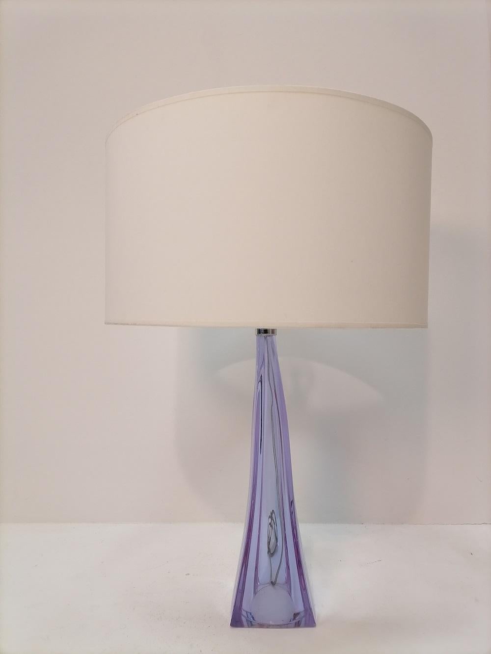 Purple Midcentury Murano Glass Table Lamp, 1970s For Sale 3