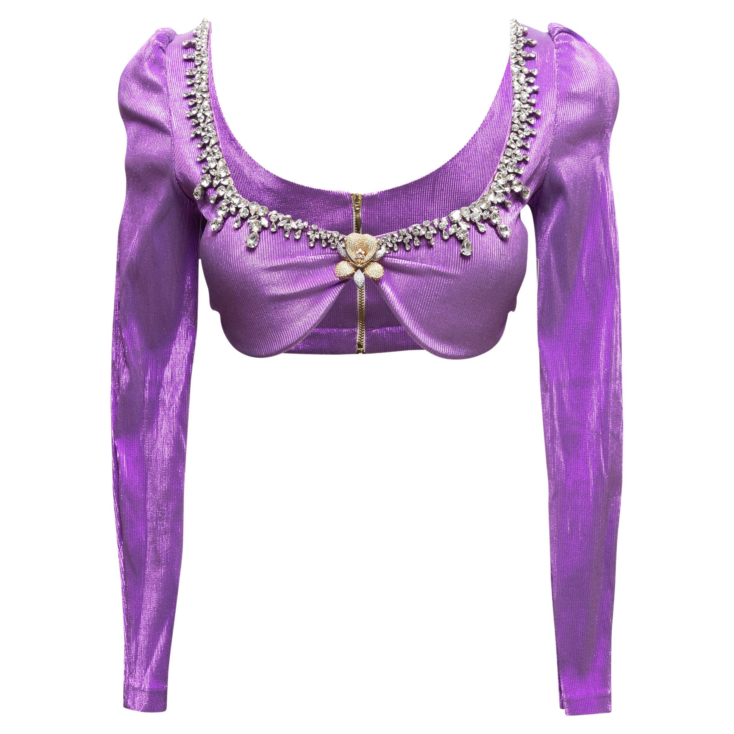 Purple Miss Sohee Embellished Bra Top Size UK 10