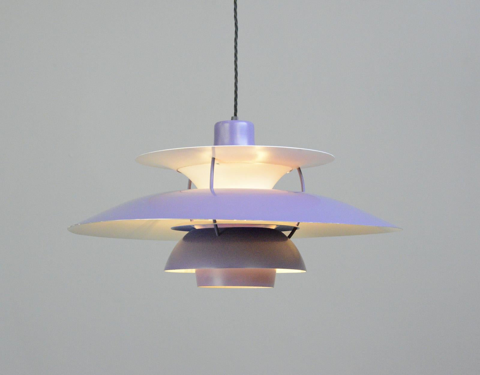 Purple Model PH5 Pendant Lights by Louis Poulson circa 1960s In Good Condition In Gloucester, GB