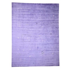 Purple Modern Gabbeh Art Silk Hand Loomed Oriental Rug