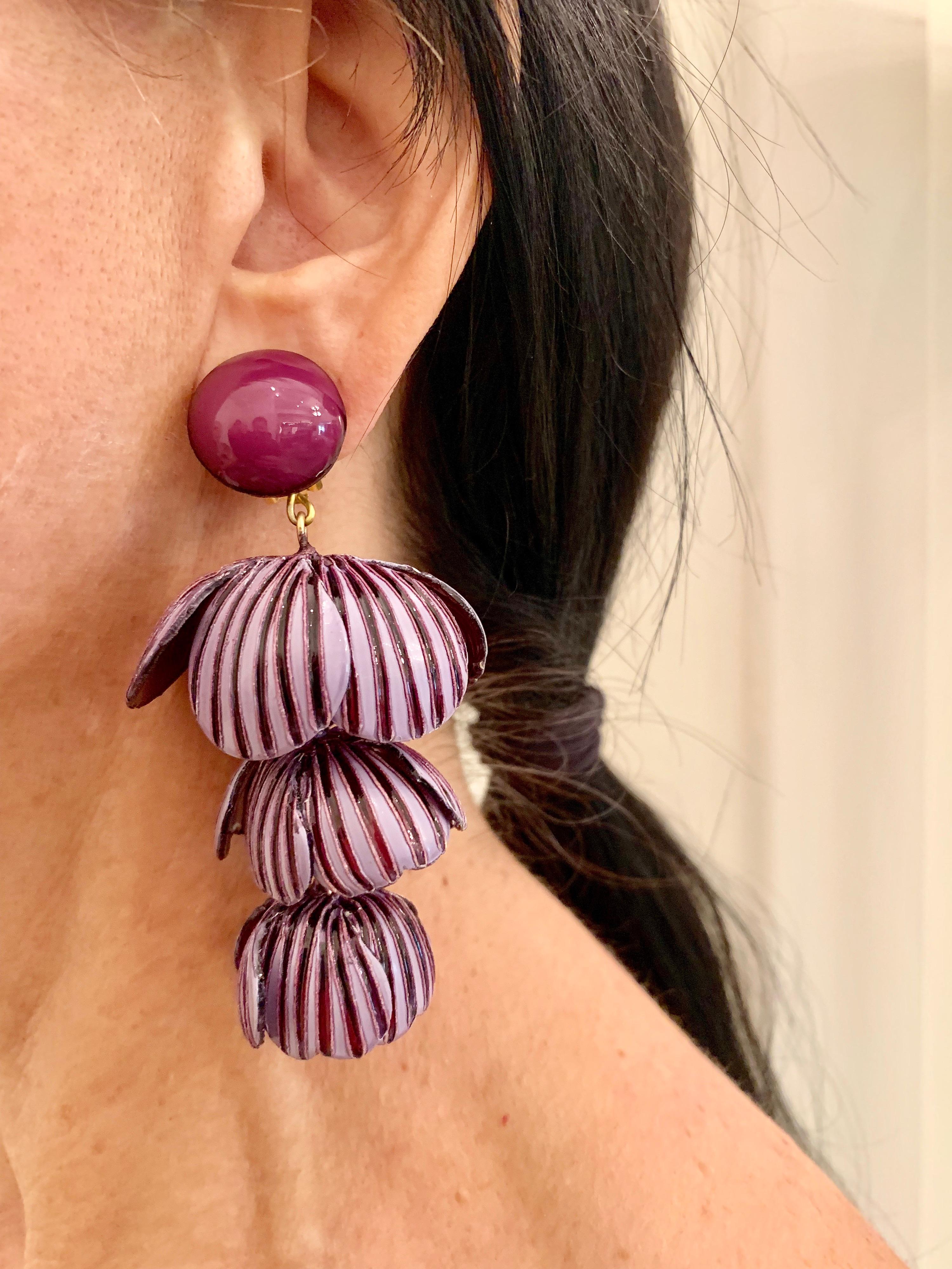 purple statement earrings