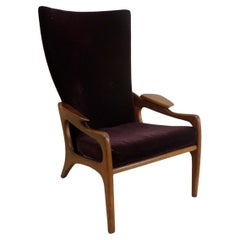 Purple Mohair Pearsall for Craft Associates Highback Lounge Armchair