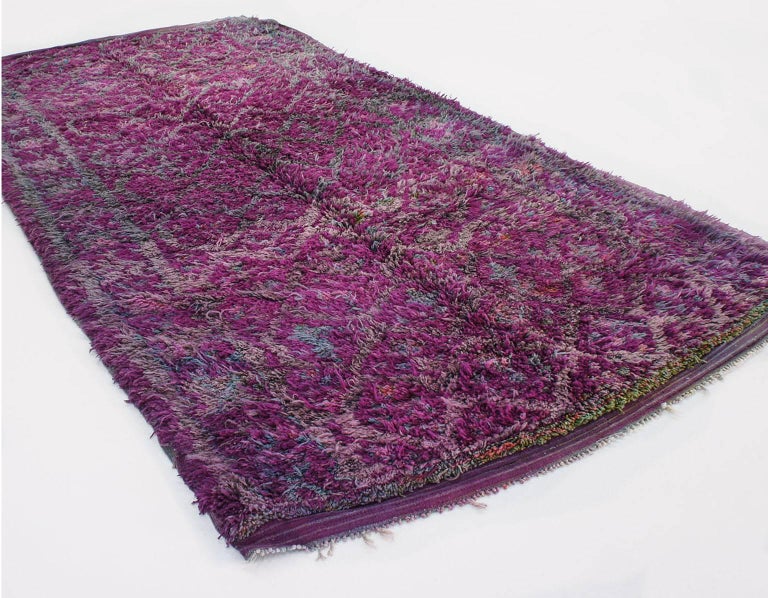 Purple Moroccan Rug Shaggy Moroccan Carpet High Pile Tribal Rug Talsint