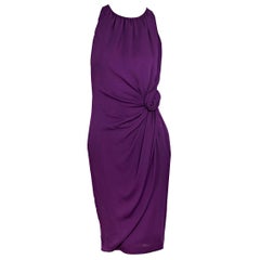 Moschino Purple Cheap and Chic Gathered Silk Sheath Dress