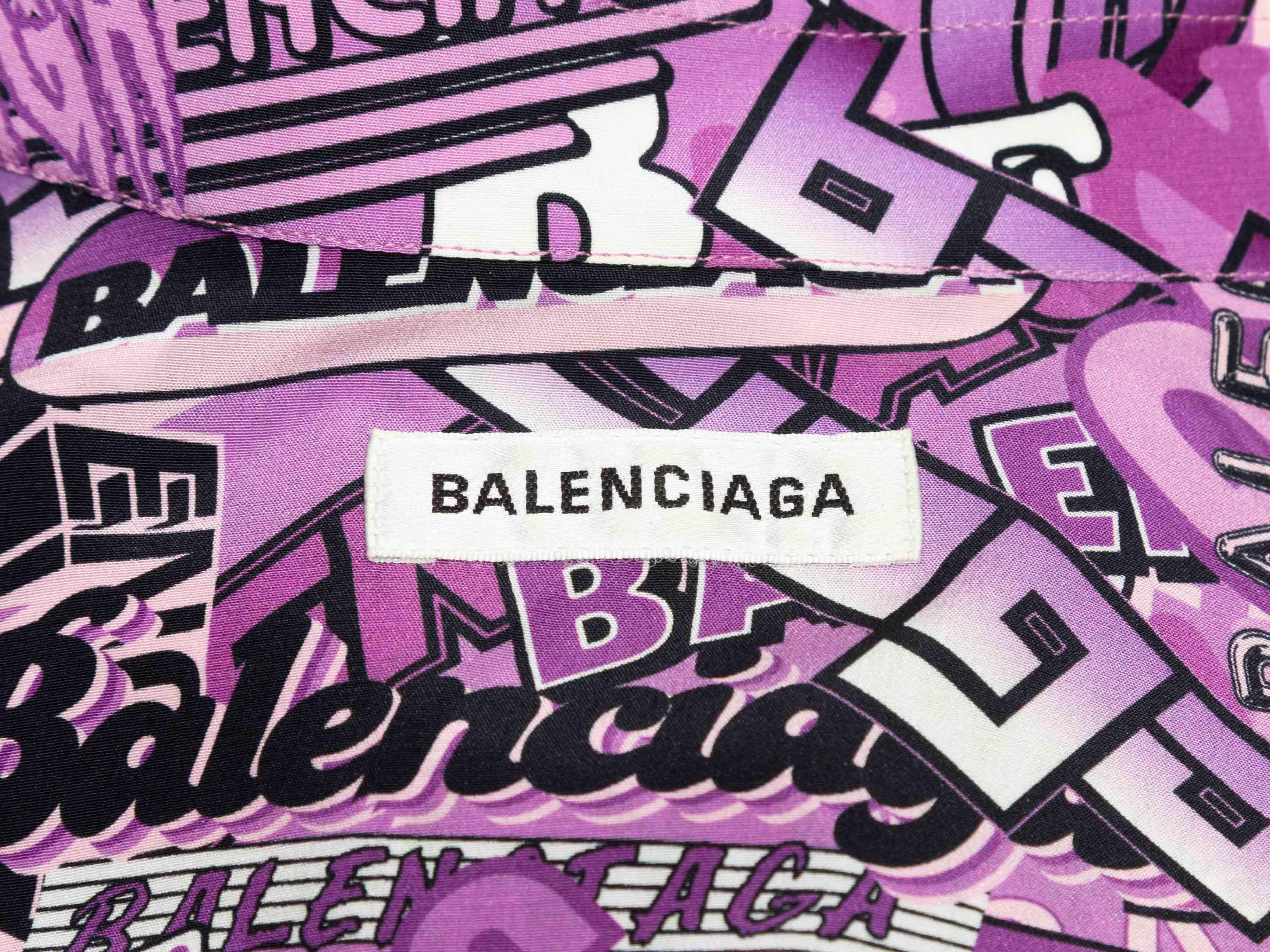 Robe caftan en soie imprimée violet et multicolore Balenciaga Taille FR 36 Pour femmes en vente