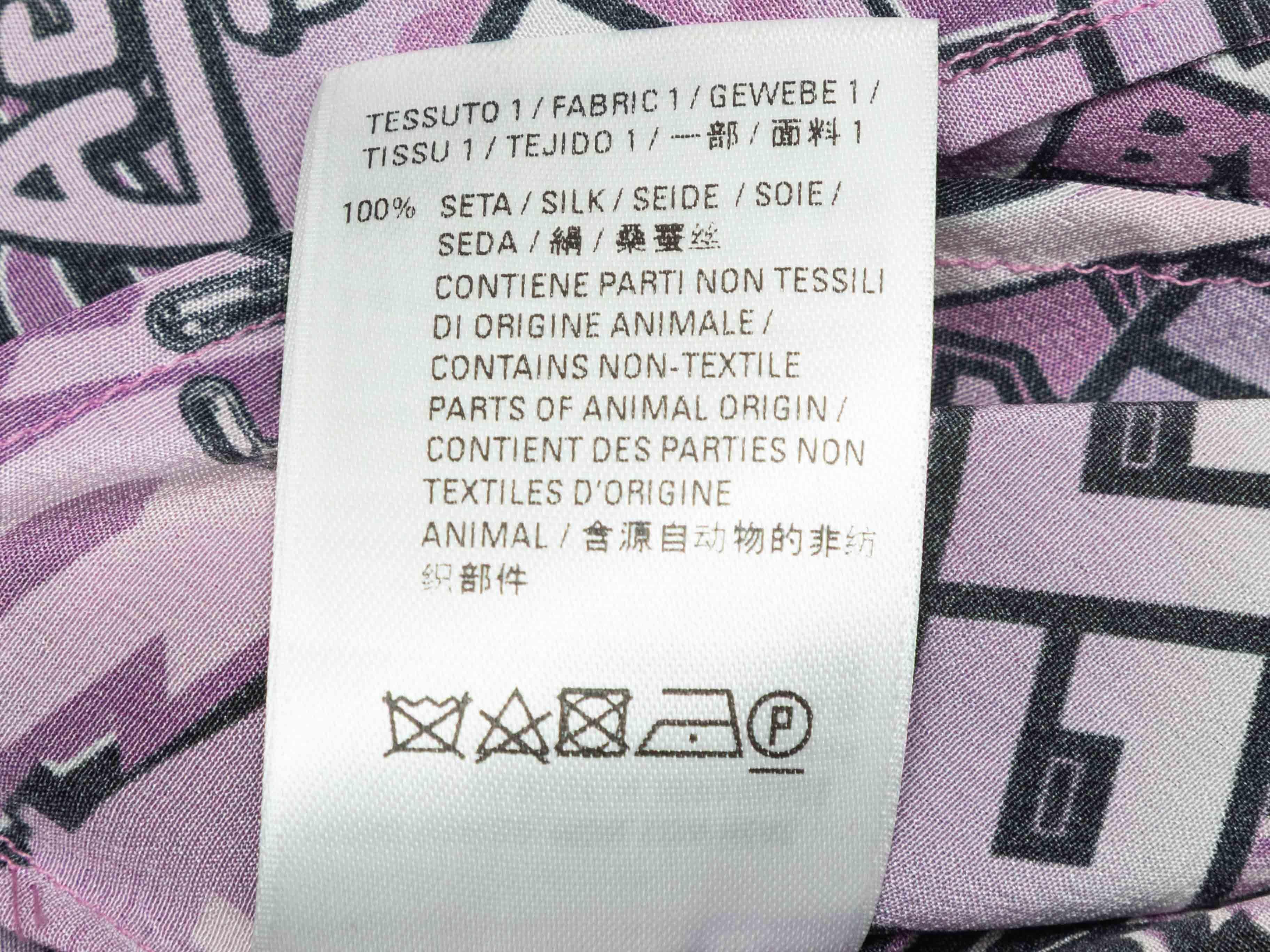 Robe caftan en soie imprimée violet et multicolore Balenciaga Taille FR 36 en vente 1