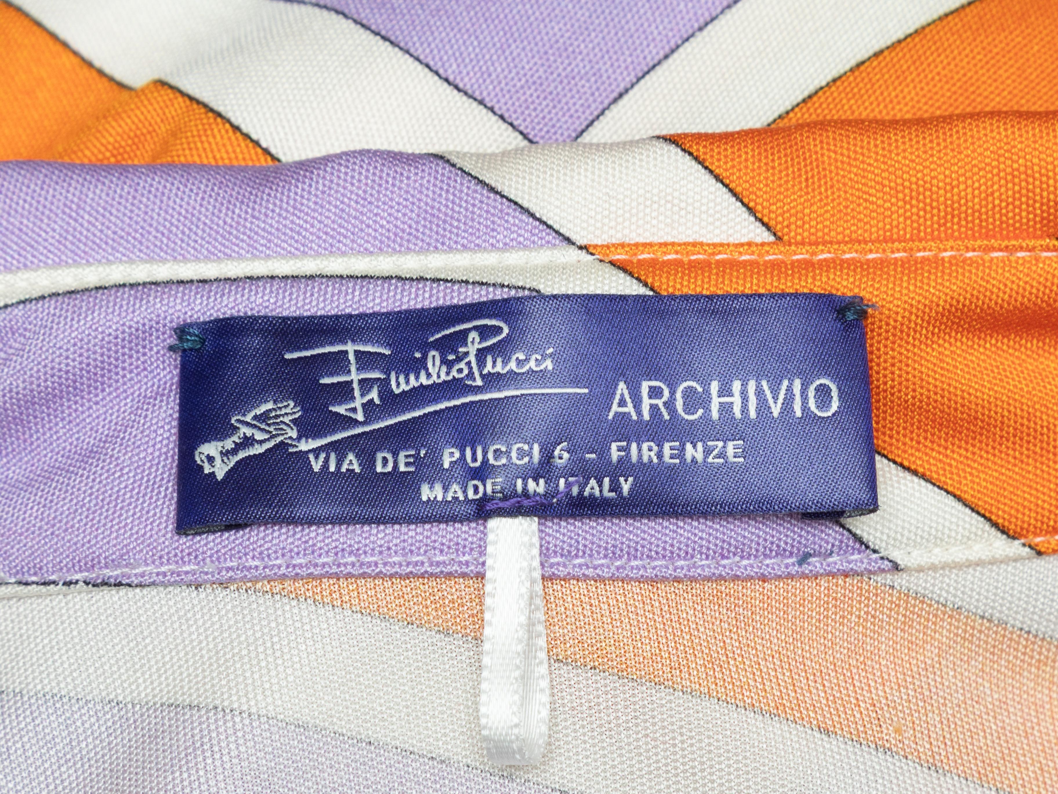 Robe en soie imprimée géométrique Emilio Pucci violet et multicolore Taille IT 38 Pour femmes en vente