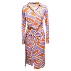Robe en soie imprimée géométrique Emilio Pucci violet et multicolore Taille IT 38