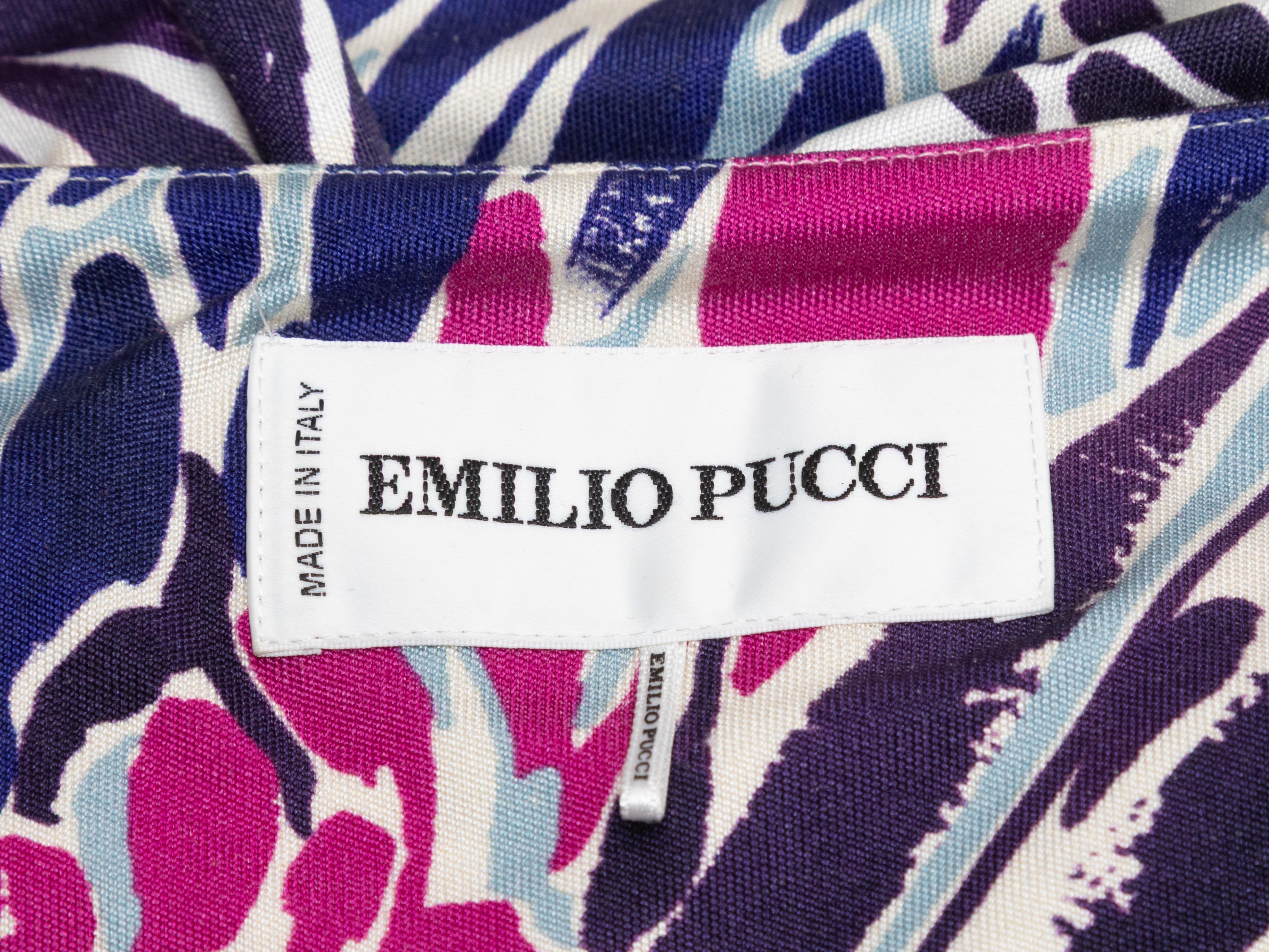 Lila & Multicolor Emilio Pucci Seide gedruckt & verschönert Langarm Top Größe im Zustand „Gut“ im Angebot in New York, NY