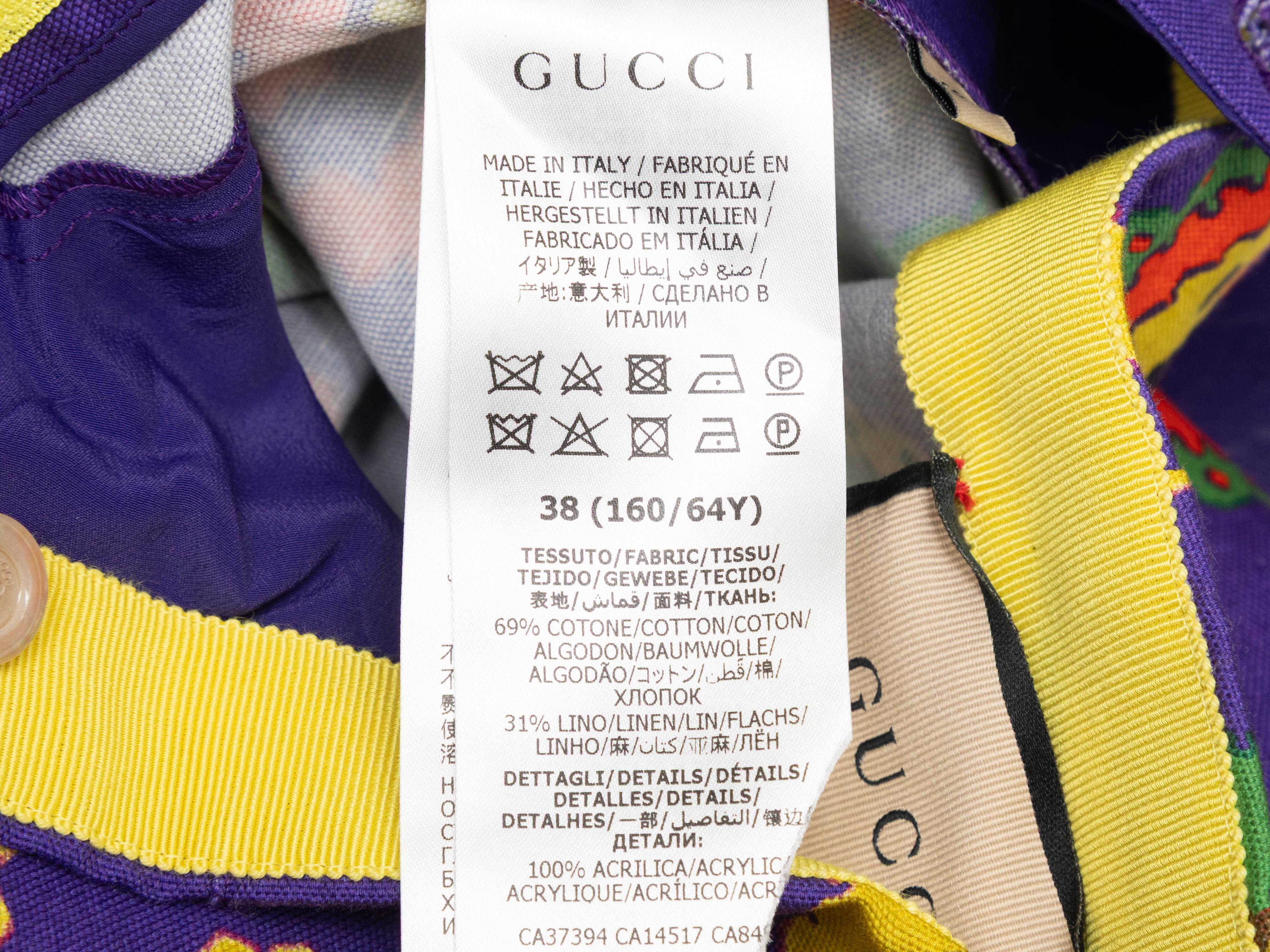 Lila & Multicolor Gucci Paisley Print Hose mit Fransenbesatz Größe IT 38 im Angebot 1