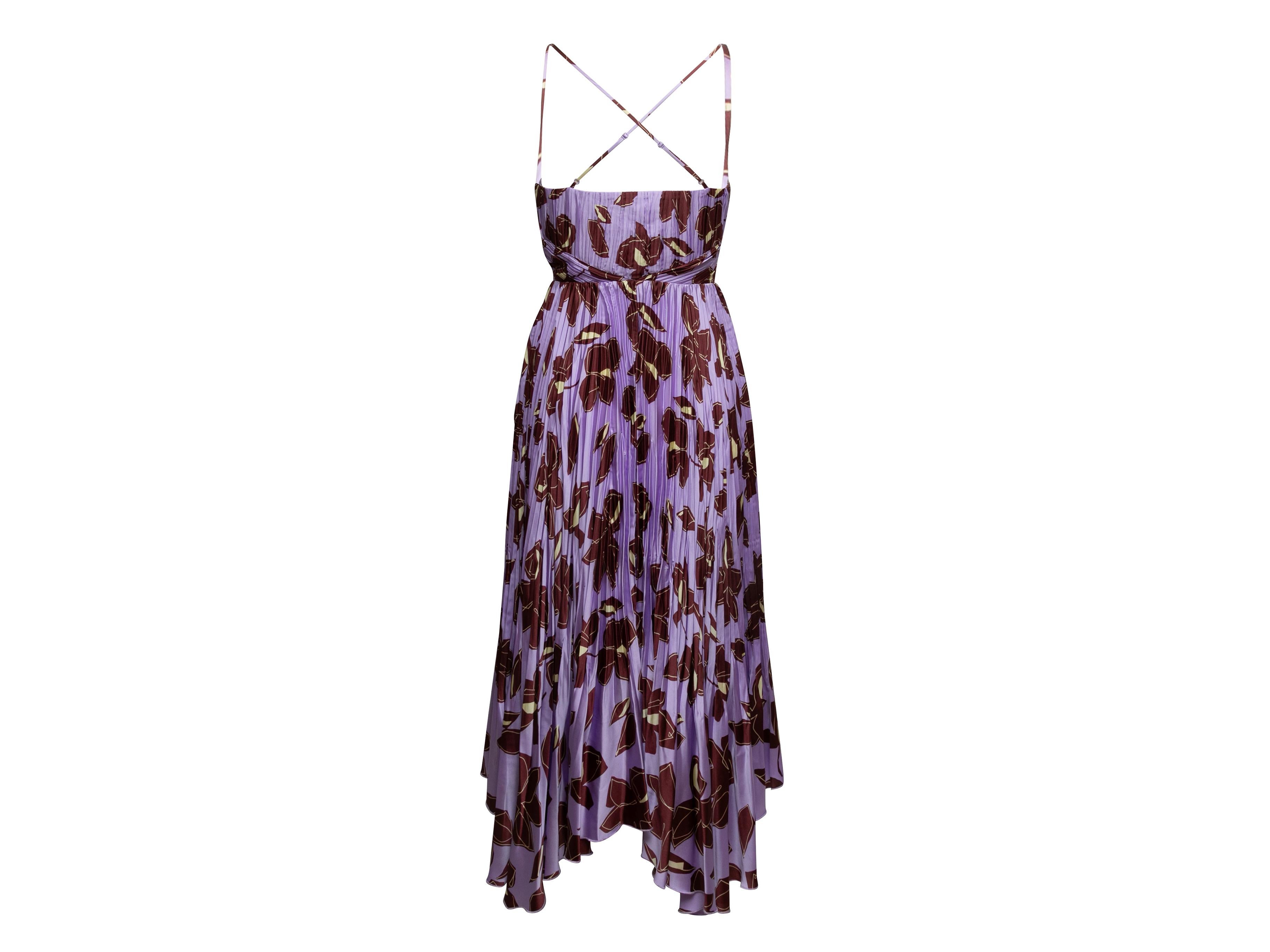 Gray Purple & Multicolor Jonathan Simkhai Floral Print Dress Size US 2 For Sale