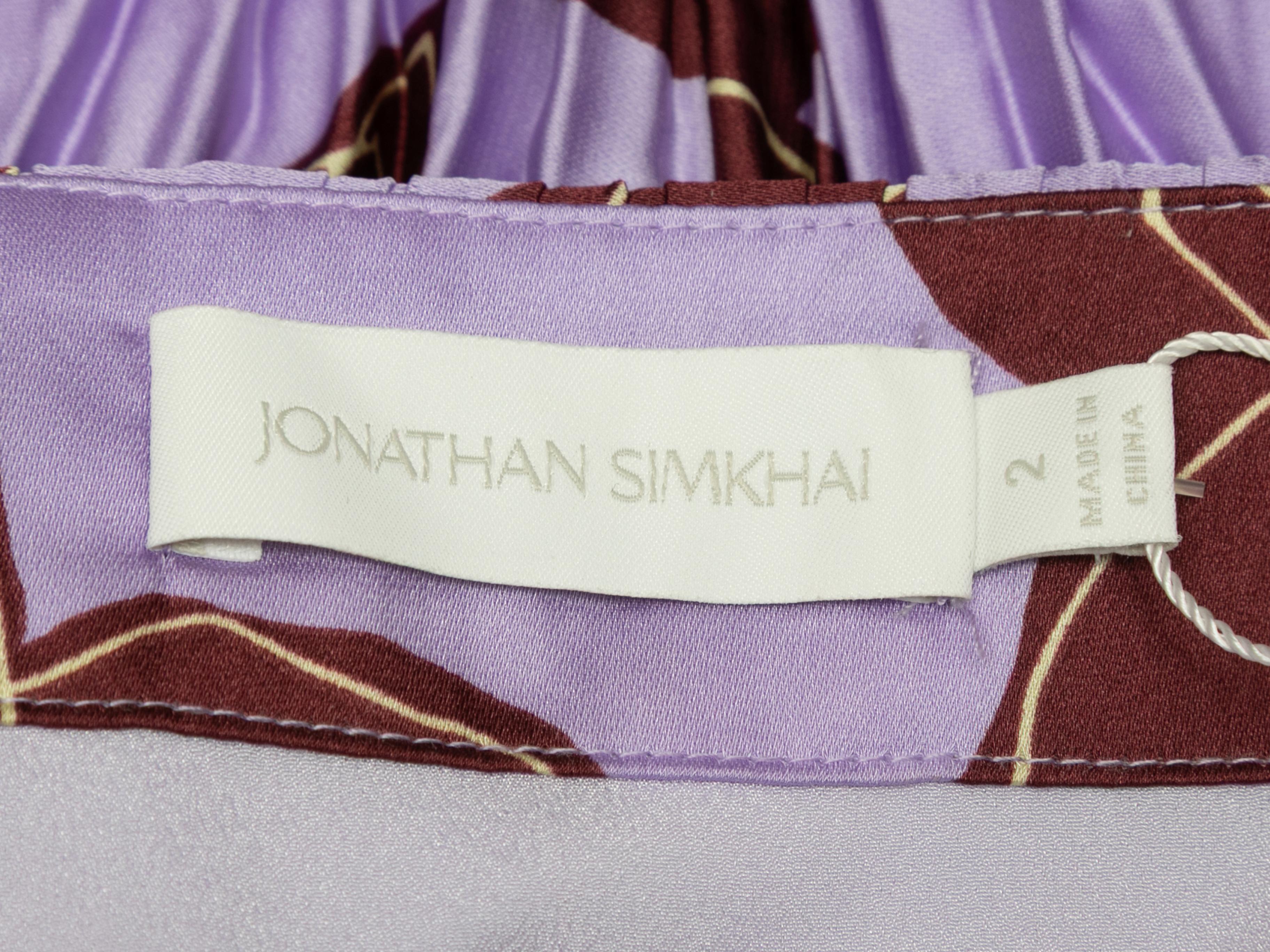 Purple & Multicolor Jonathan Simkhai Floral Print Dress Size US 2 In Good Condition For Sale In New York, NY
