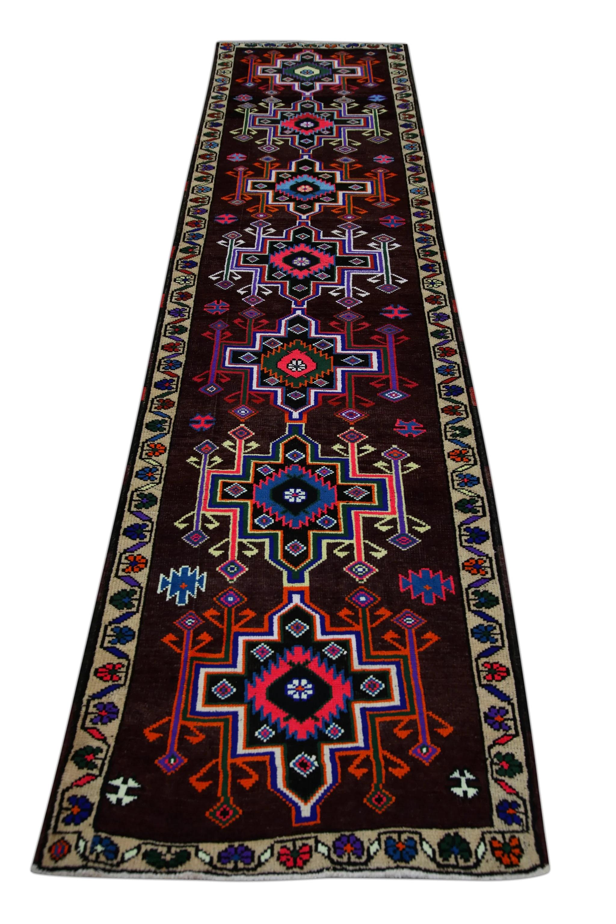 Purple Multicolor Vintage Turkish Runner 2'10