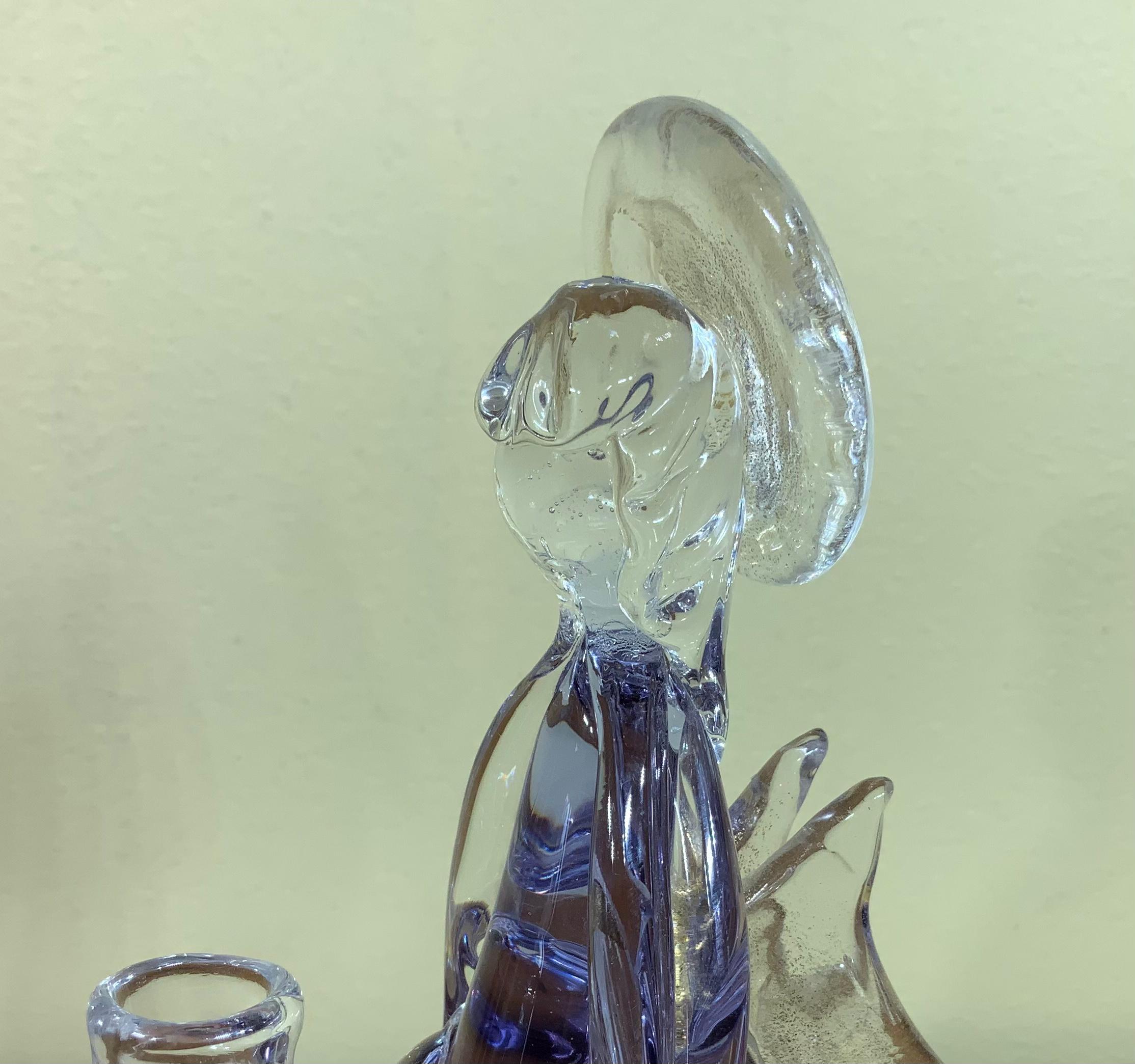 Purple Murano Angel Italian Art Glass Candleholder Sculpture 2