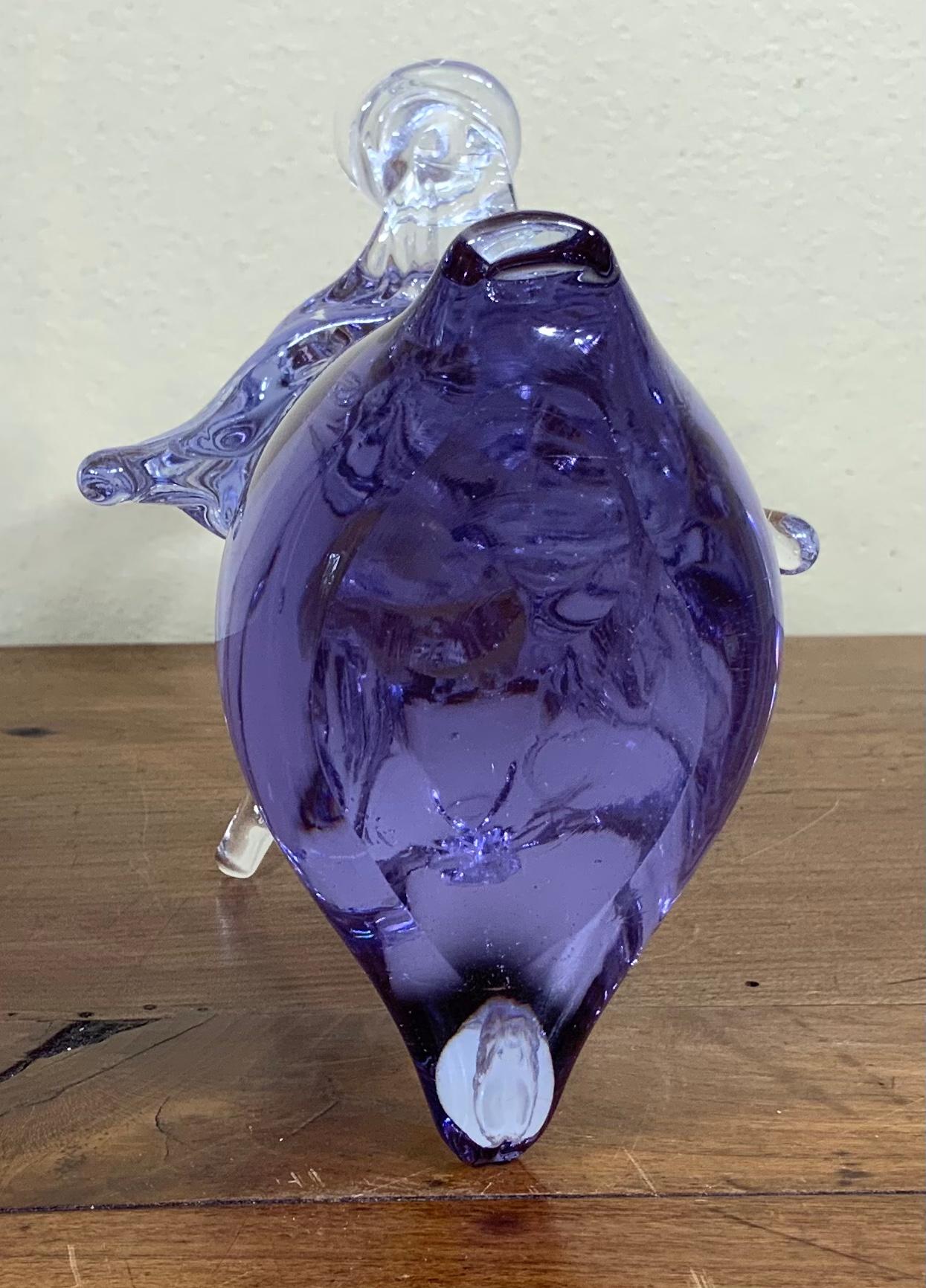 Purple Murano Angel Italian Art Glass Candleholder Sculpture 4