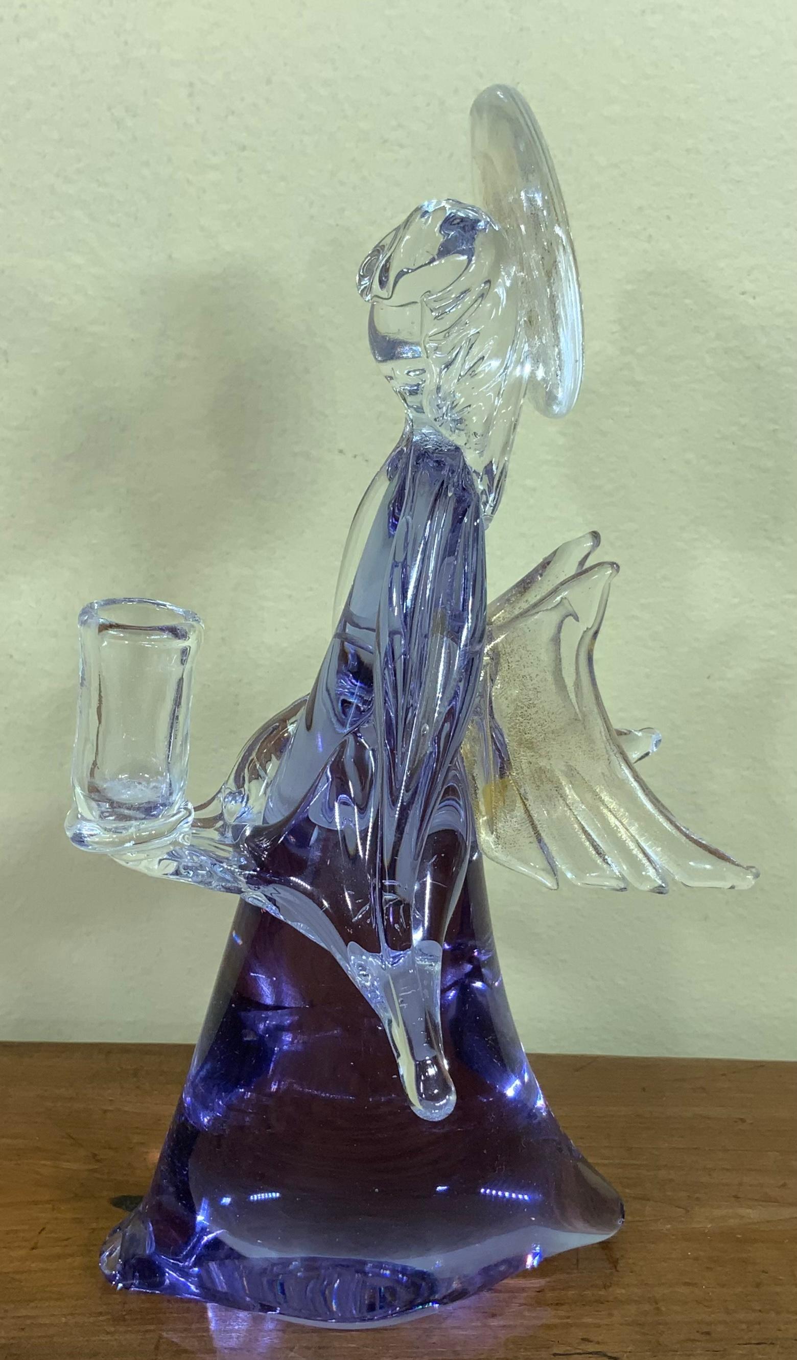 Purple Murano Angel Italian Art Glass Candleholder Sculpture 5