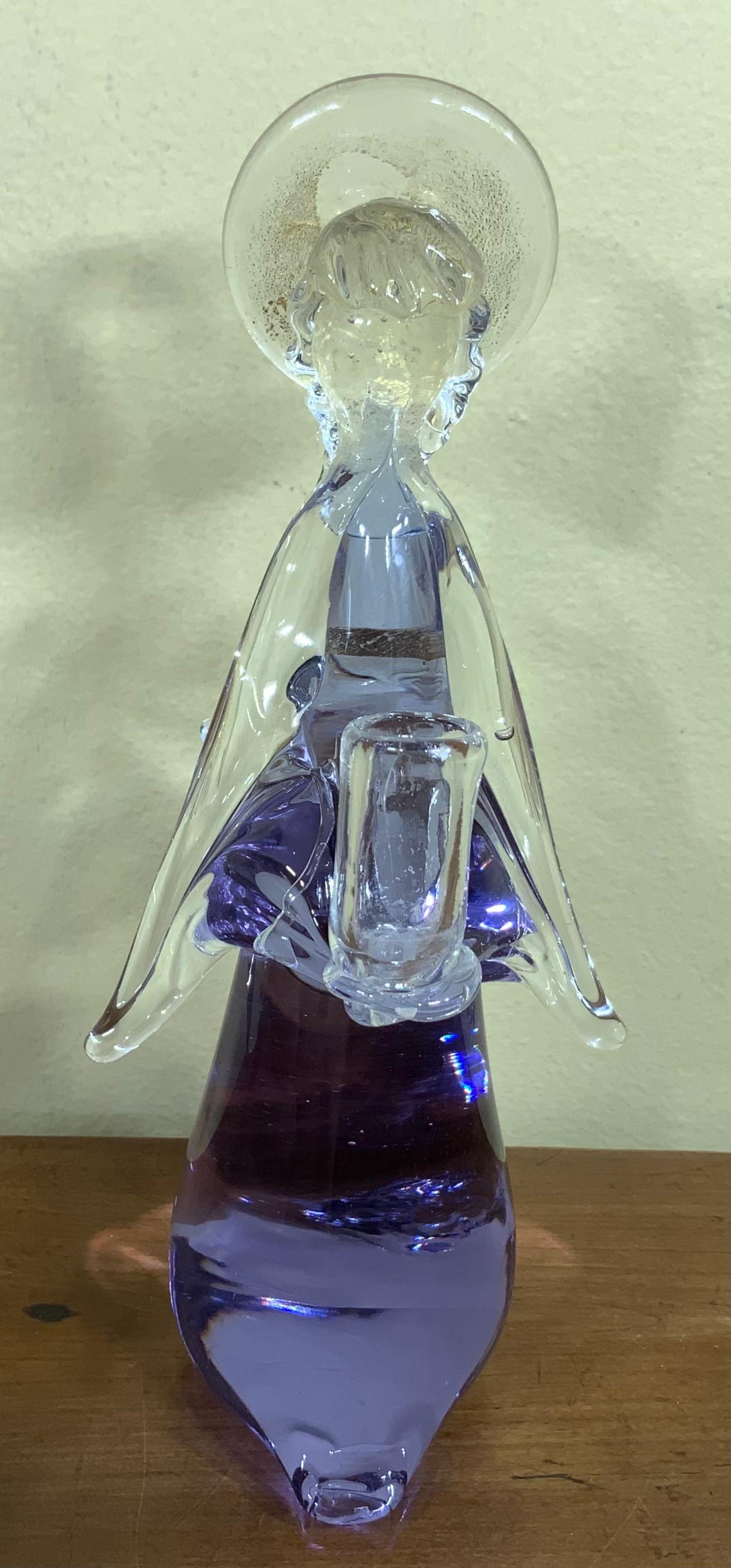 murano glass angel candle holder