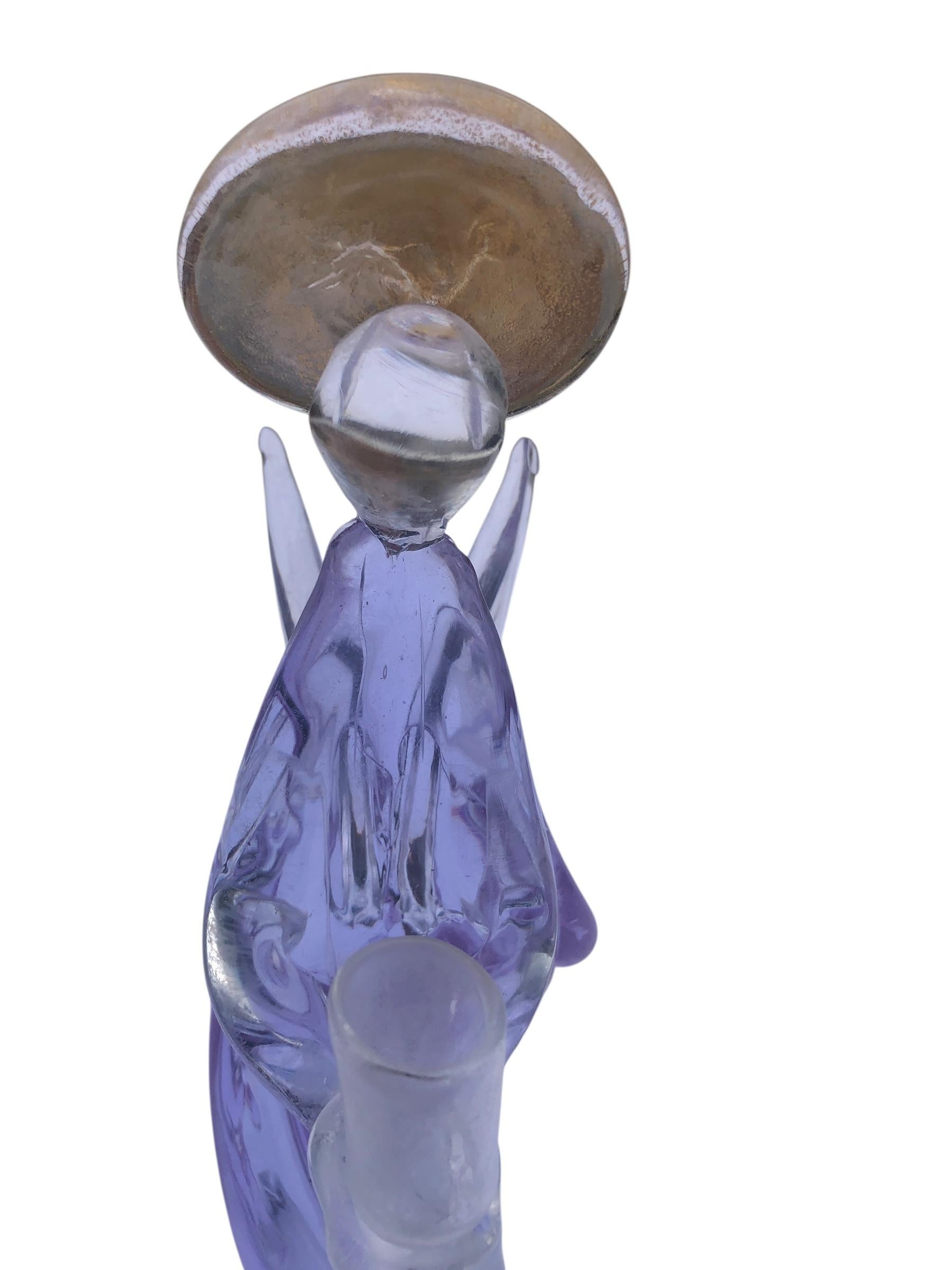 XX secolo Scultura portacandele in vetro artistico italiano Art Angels di Murano viola. in vendita
