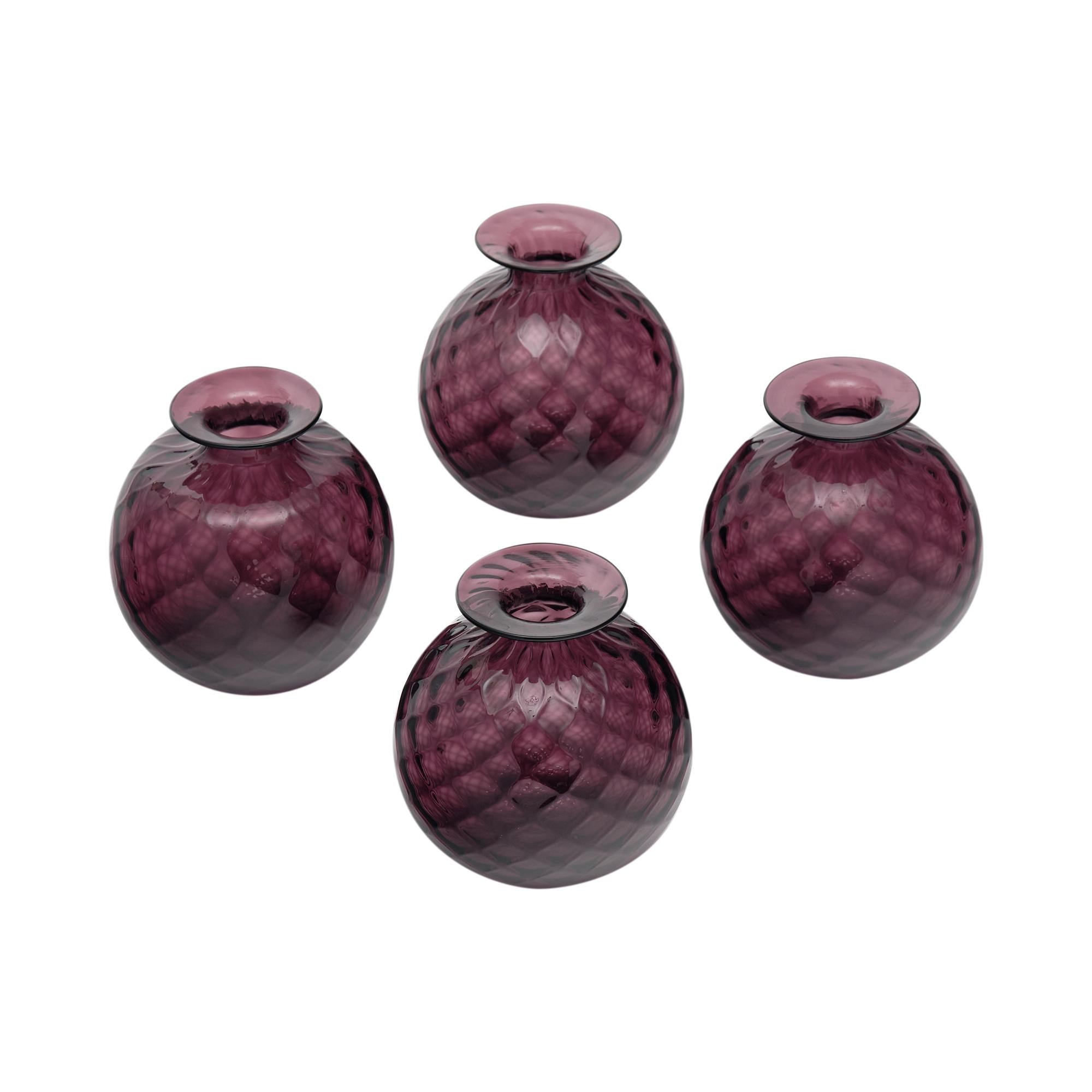 Purple Murano Glass bud Vases 4