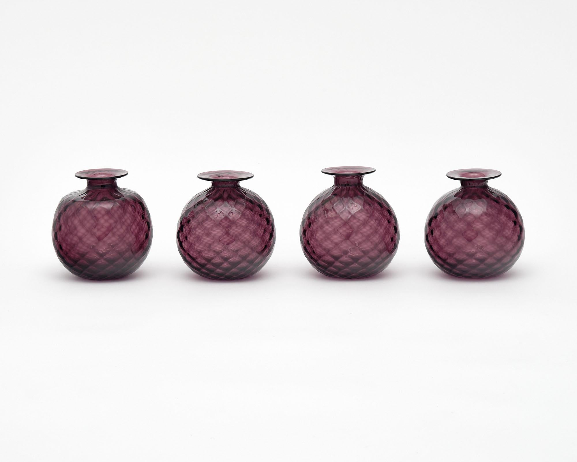 Mid-Century Modern Purple Murano Glass bud Vases