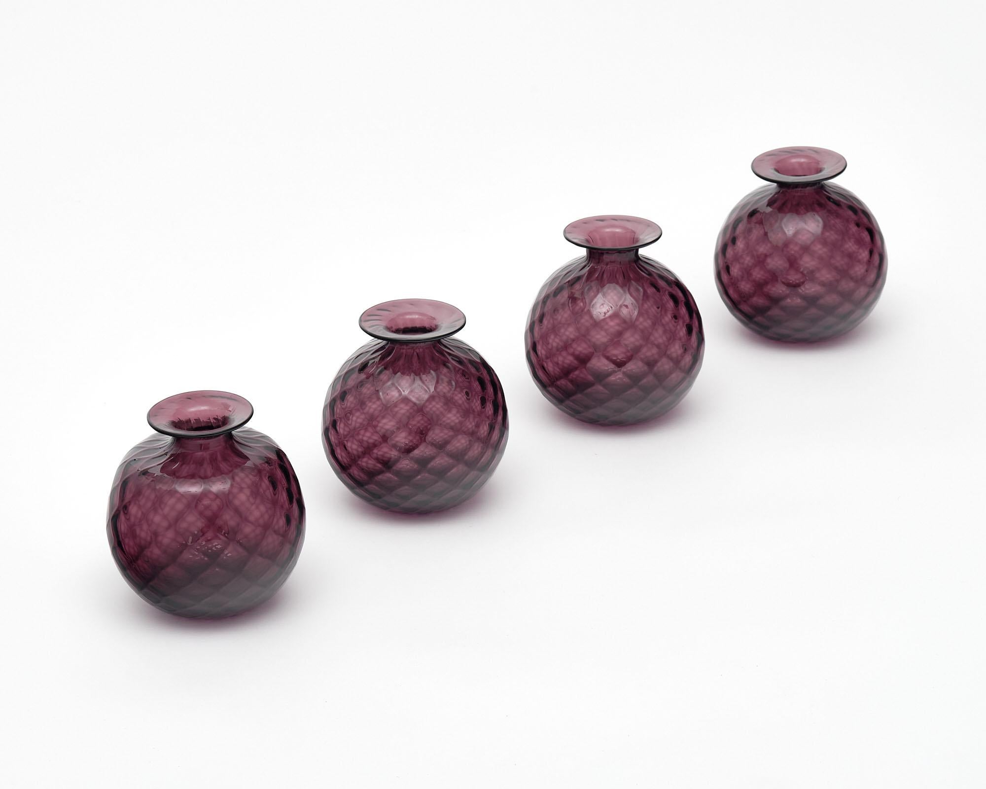 Italian Purple Murano Glass bud Vases