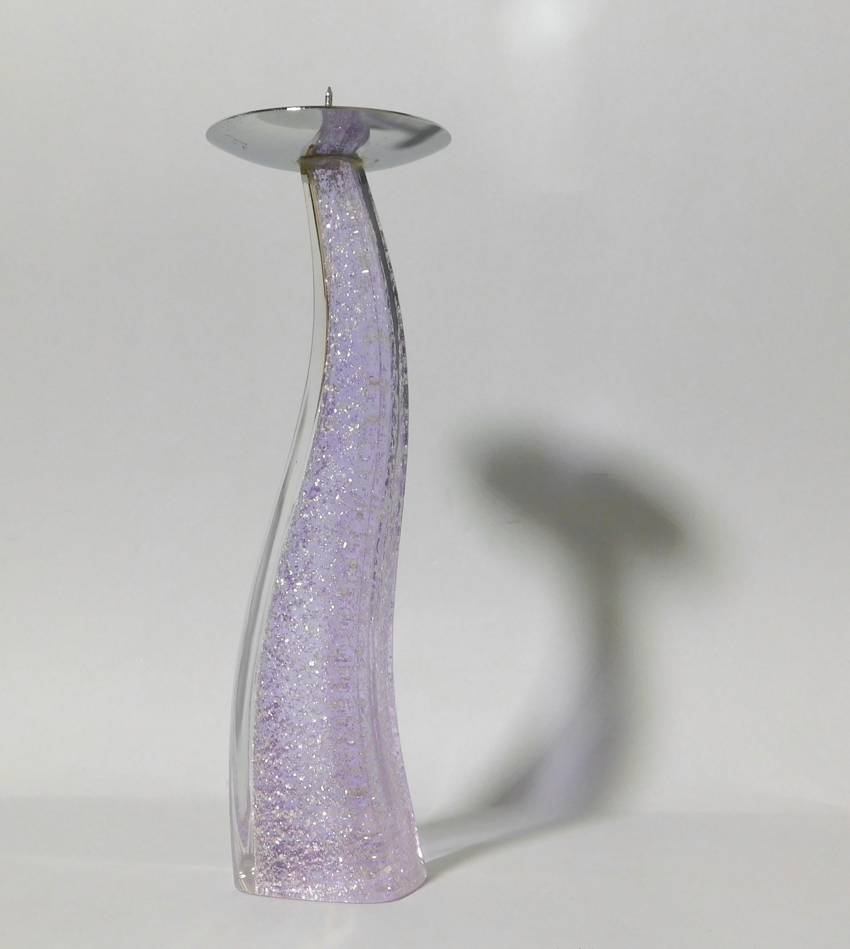 Mid-Century moderno Purple Murano Glass Candlestick in vendita