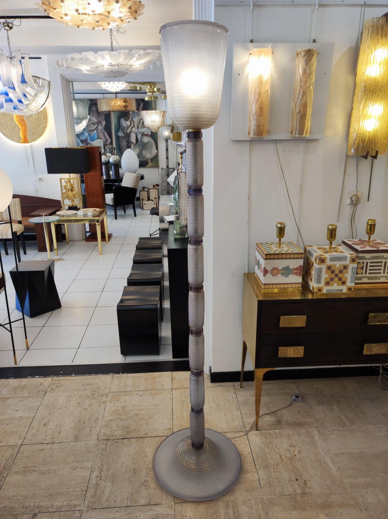 Contemporary Purple Murano Glass Floor Lamp For Sale