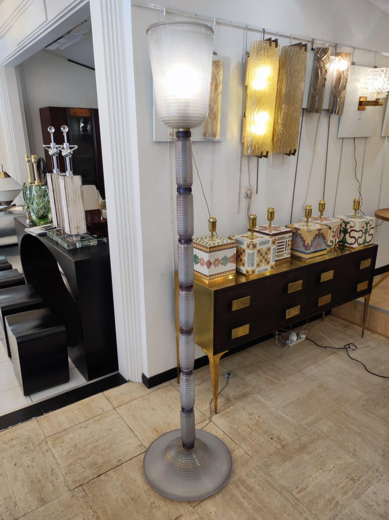 Purple Murano Glass Floor Lamp For Sale 2