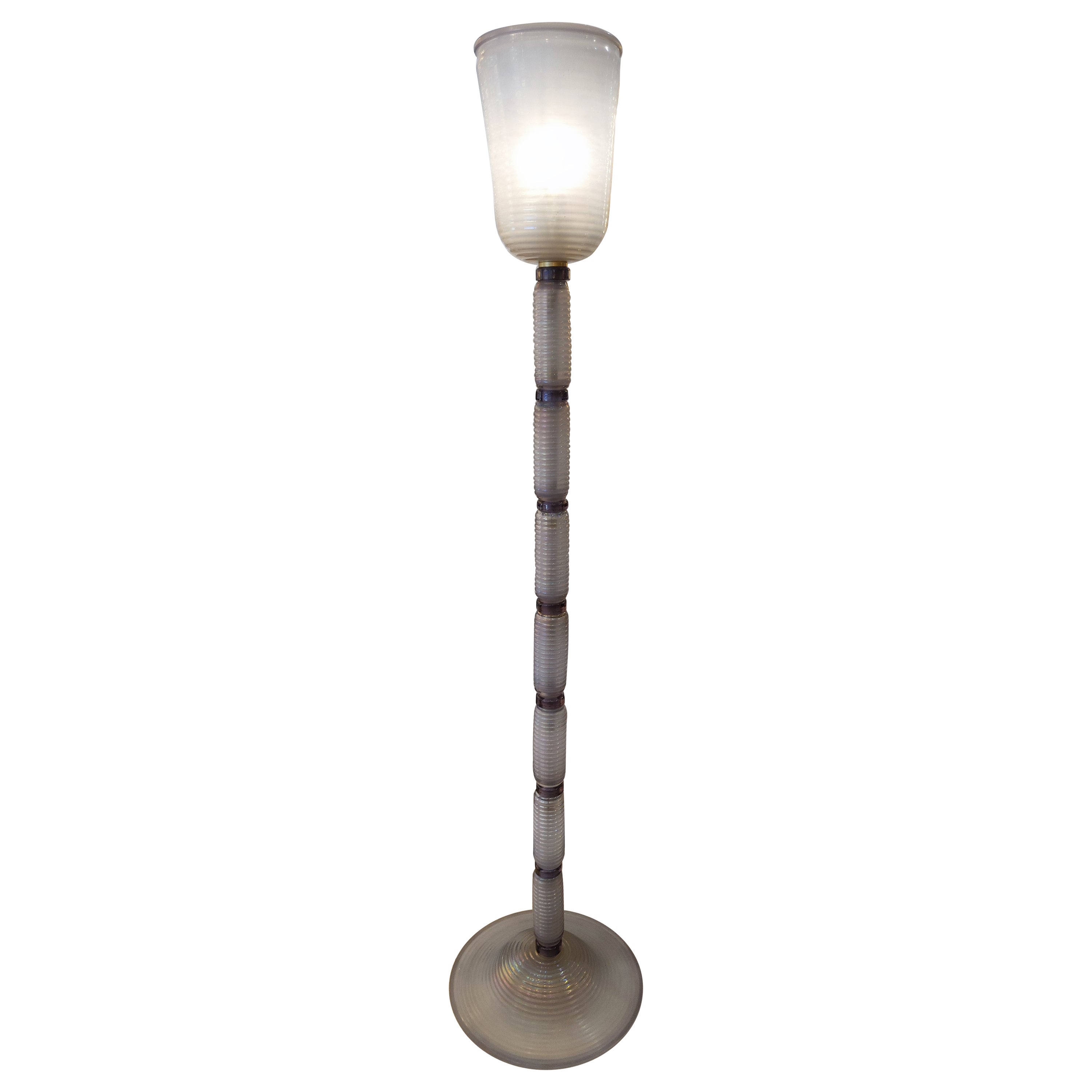 Lampadaire en verre de Murano violet en vente