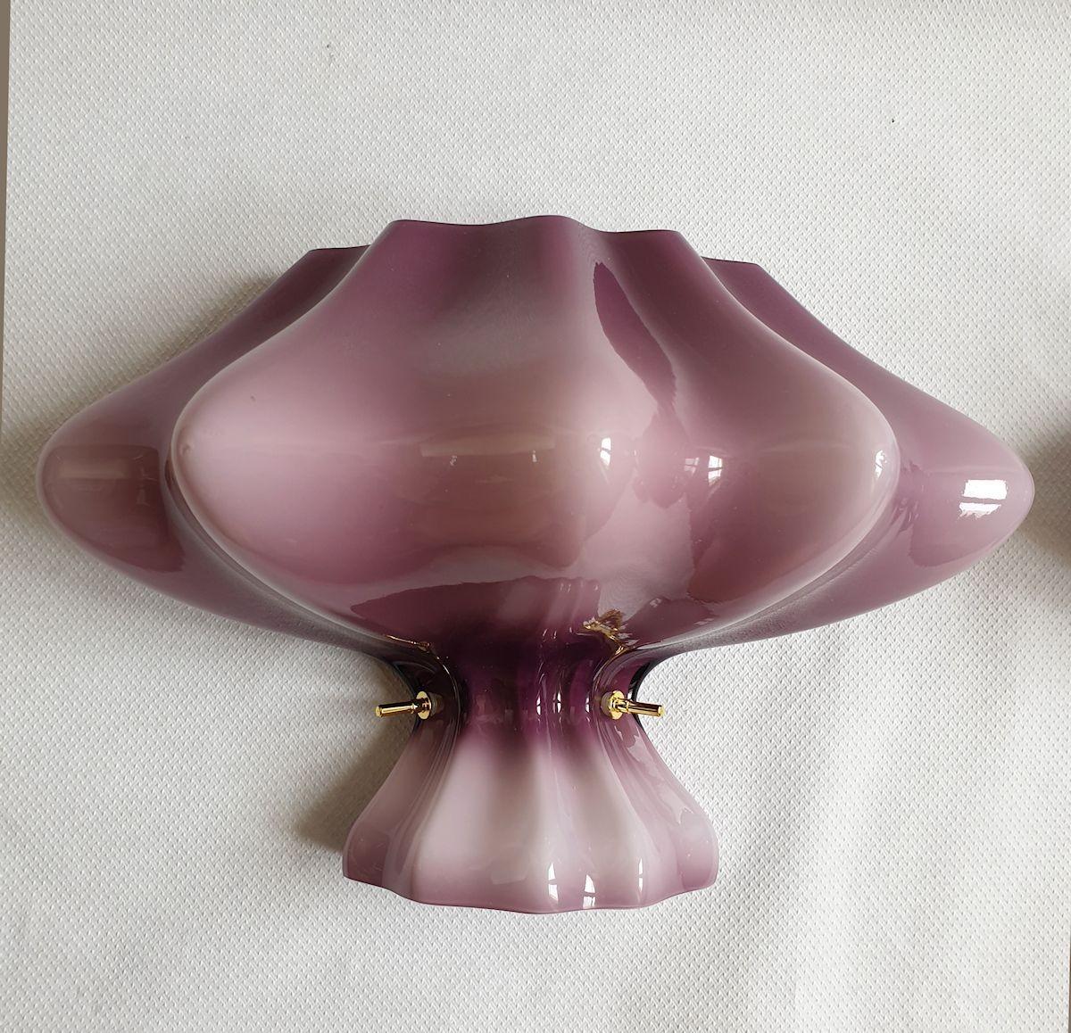 Italian Purple Murano Glass Mid-Century Modern Sconces, a pair