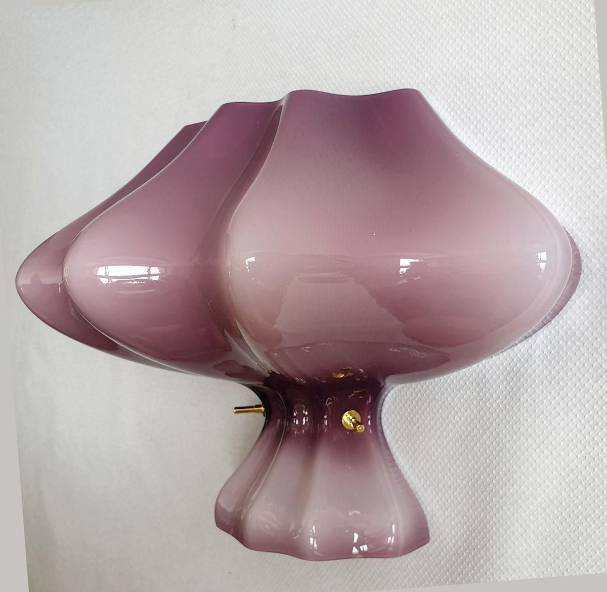 Gold Plate Purple Murano Glass Mid-Century Modern Sconces, a pair