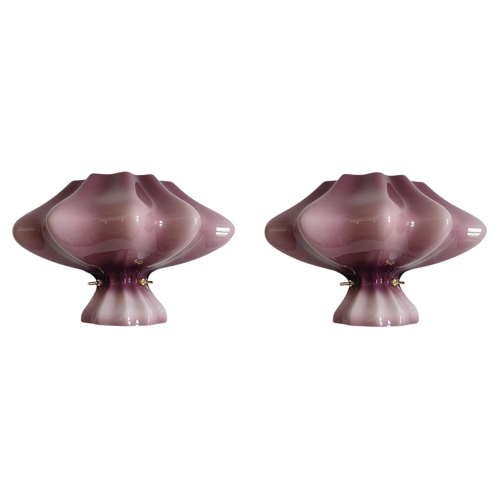 Purple Murano Glass Mid-Century Modern Sconces, a pair