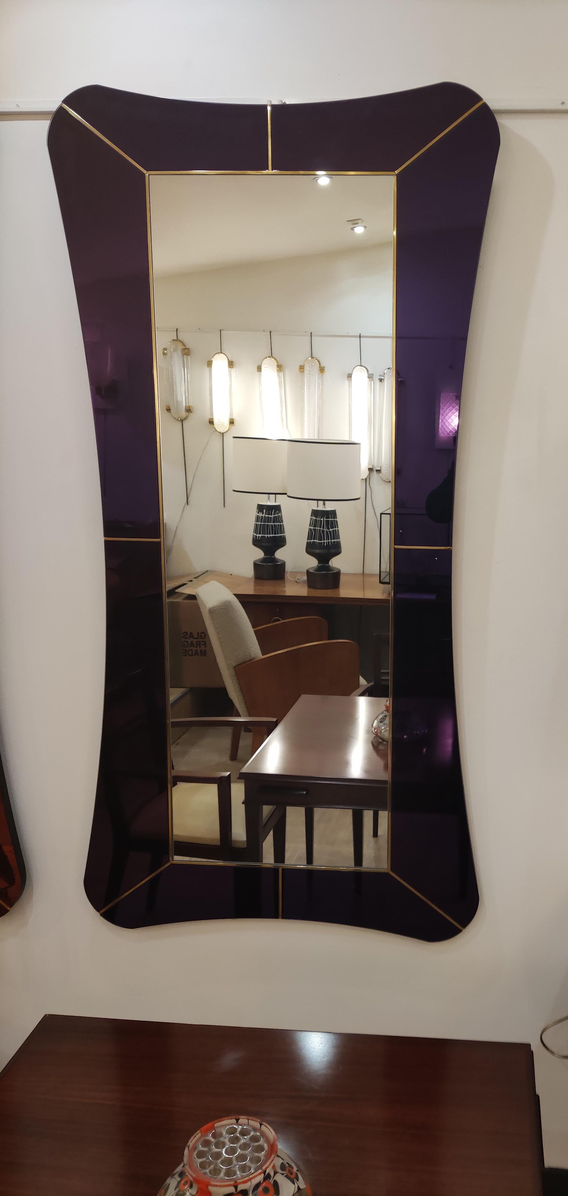 Modern Purple Murano Glass Mirror