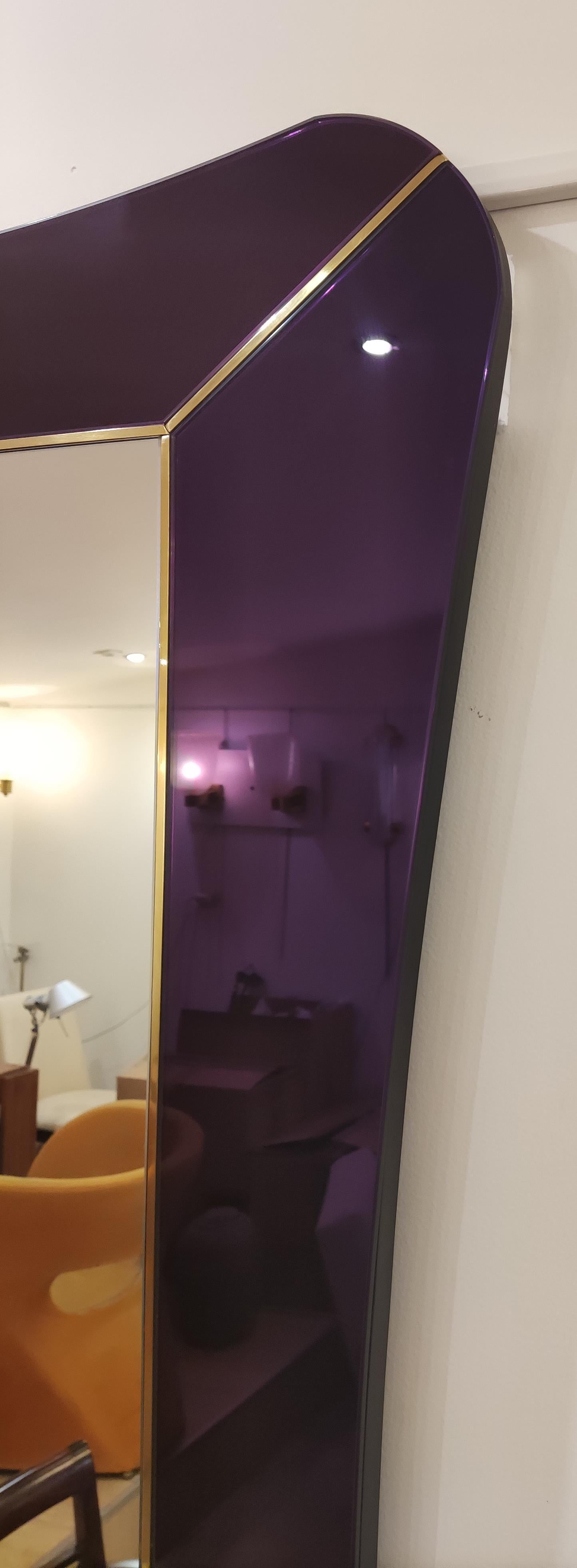 Purple Murano Glass Mirror In Excellent Condition In Saint-Ouen, FR