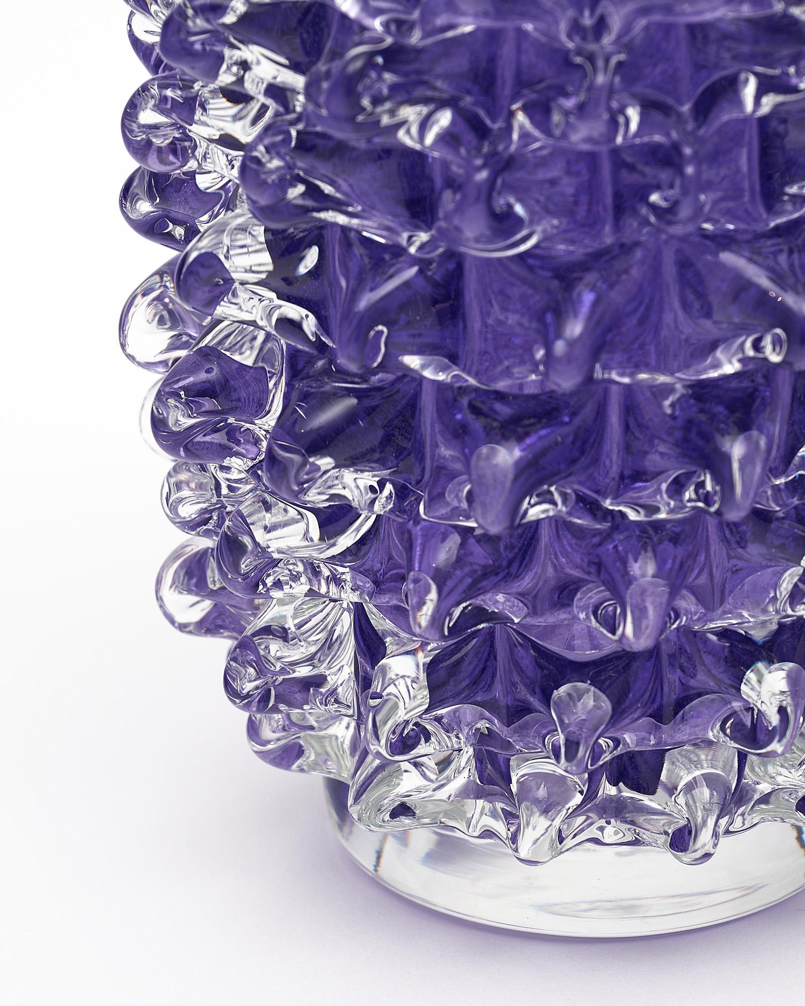 Contemporary Purple Murano Glass Rostrate Vase For Sale