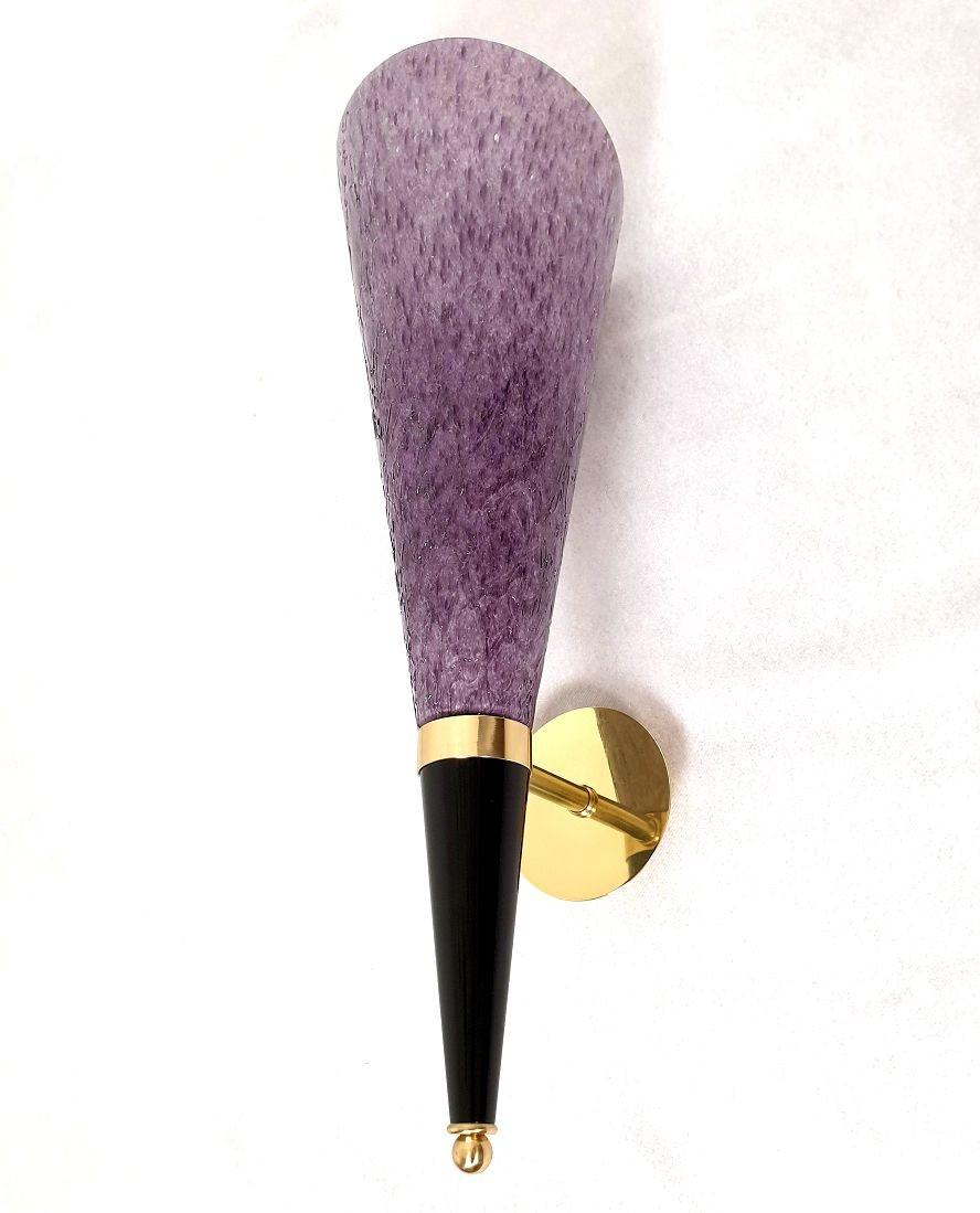 Late 20th Century Purple Murano glass sconces, Mila Schon, Italy For Sale