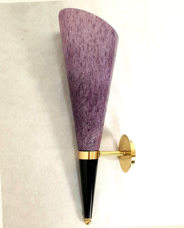 Brass Purple Murano glass sconces, Mila Schon, Italy For Sale